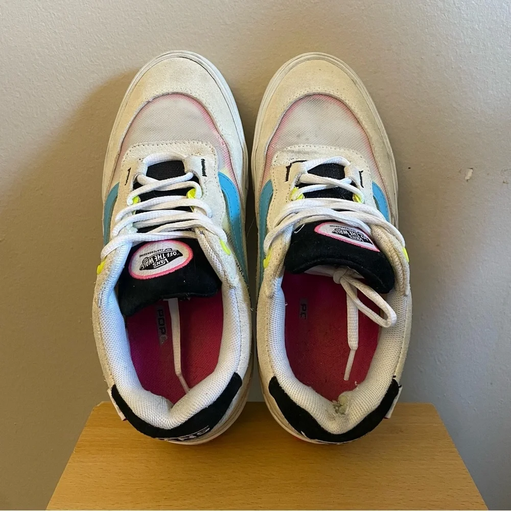 Vans Cream Blue Sneakers Mesh Pink Yellow Accents – Men 6 / Women 7.5 - Picture 10 of 16